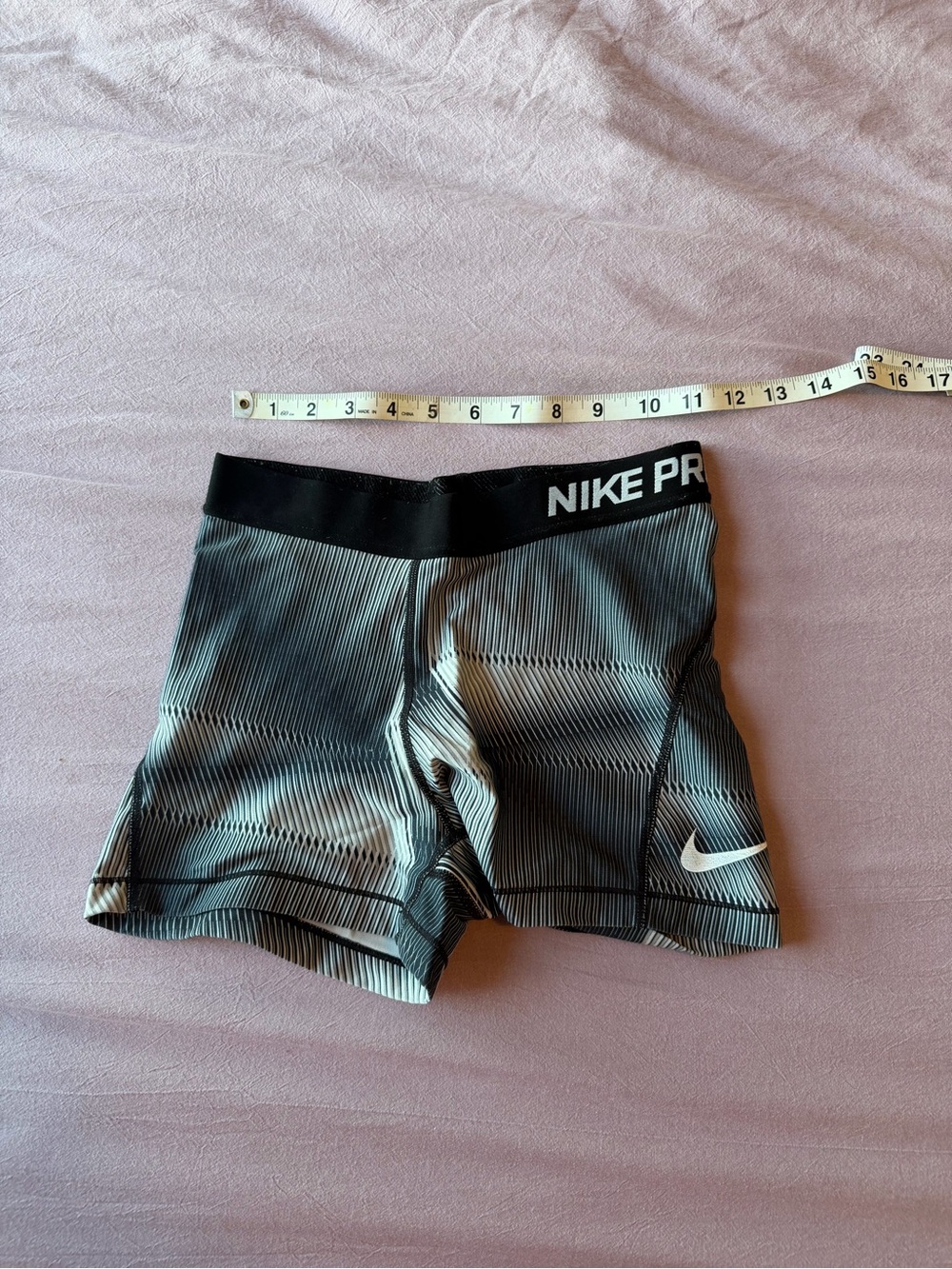 Nike Black and Gray Striped Pro Compression Shorts